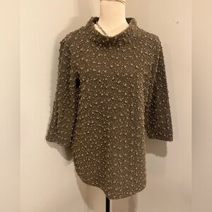 Uncle Frank Popcorn Textured Brown Sweater with 3/4 Sleeves, size Large